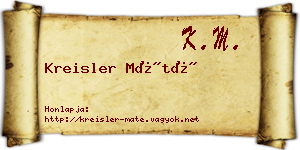 Kreisler Máté névjegykártya